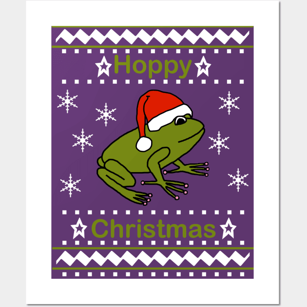 Frog says Hoppy Christmas Wall Art by ellenhenryart